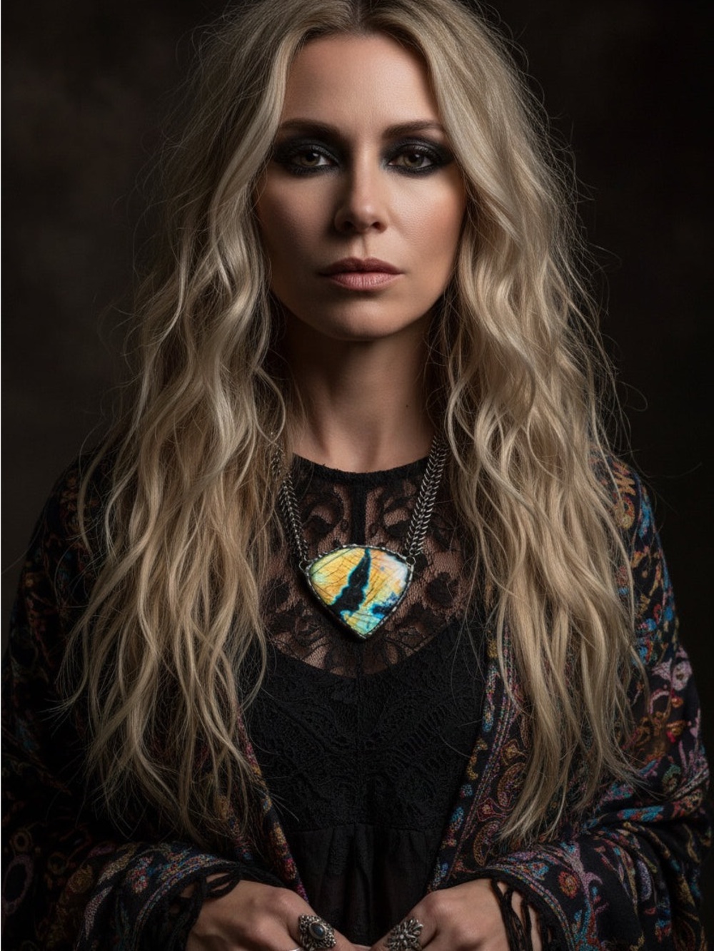 Labradorite Statement Pendant Necklace - Women’s Jewelry boho necklace festival